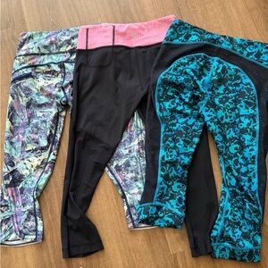 🔥 3 Lululemon Capri Leggings size 4